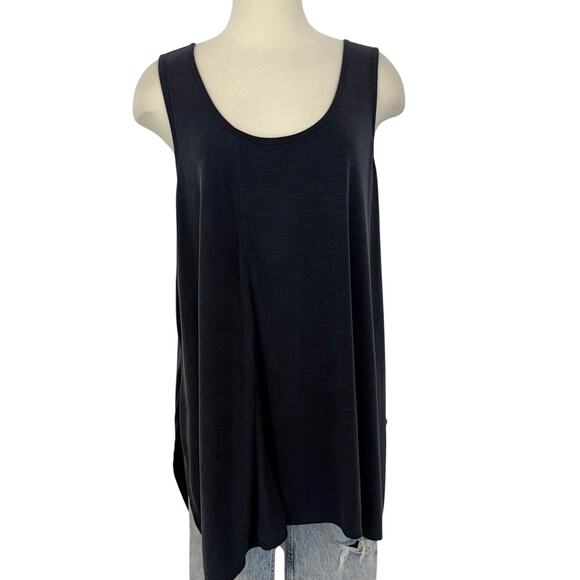 Athleta Relaxed Ribbed Tank Top Sleeveless Black/Charcoal Gray 2X - Picture 1 of 12